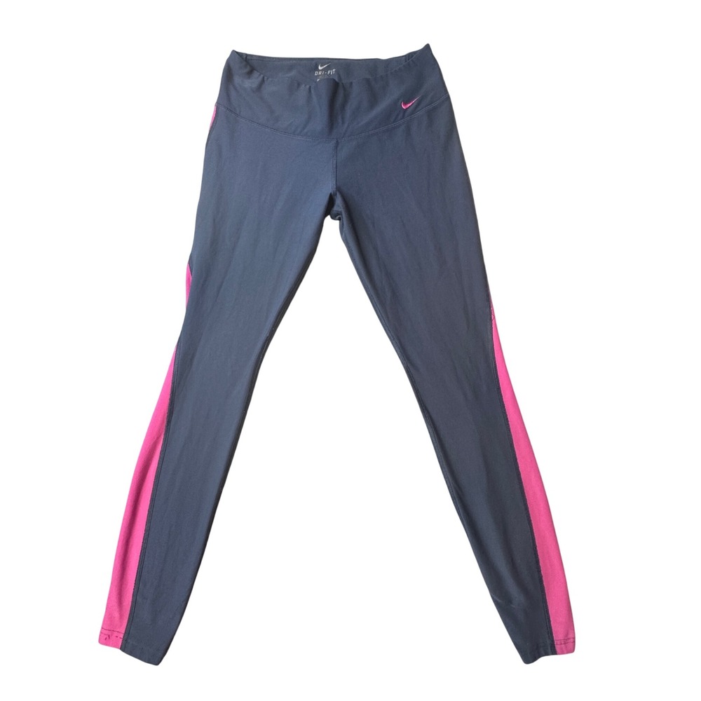 Nike Leggings Womens M Navy‎ Pink Dri-FIT Athletic Tights 419401-433 Colorblock